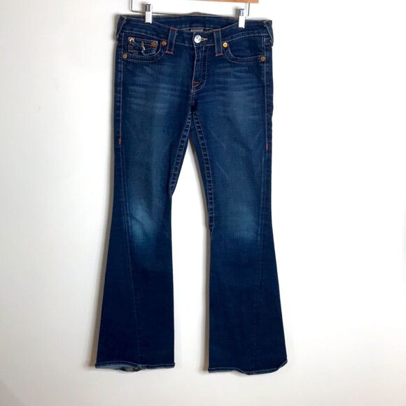 True religion Joey ladies dark denim wash boot cut jeans size 30 made in USA - Picture 1 of 11